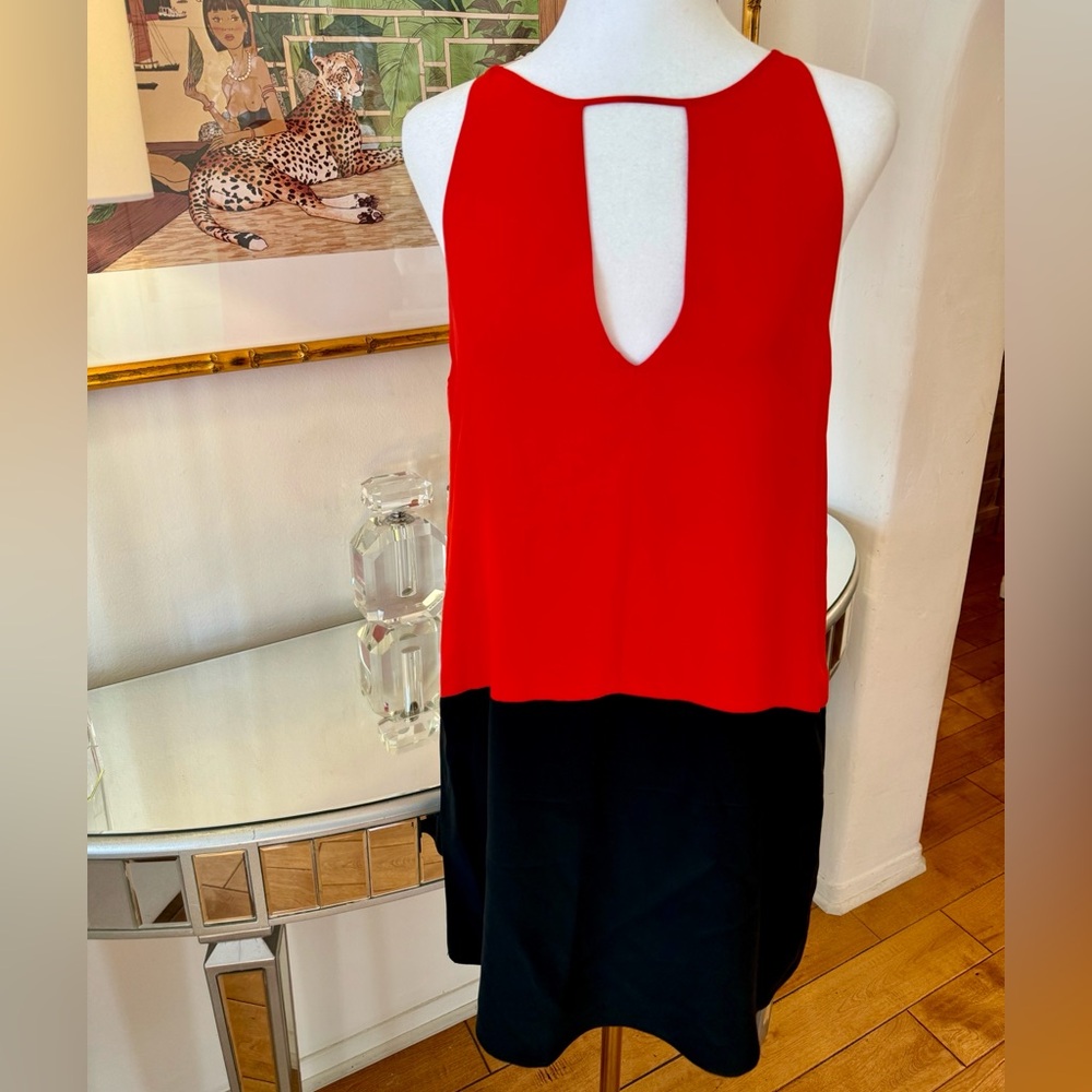 PARKER Crosby Colorblock Sleeveless Mini Dress Red & Black. Size S